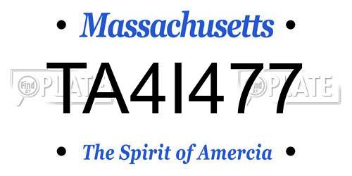 TA4I477 Massachusetts License Plate