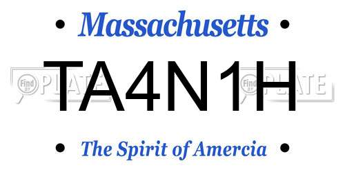 TA4N1H Massachusetts License Plate
