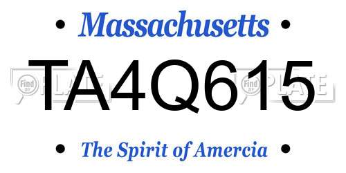 TA4Q615 Massachusetts License Plate
