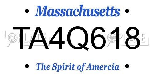 TA4Q618 Massachusetts License Plate