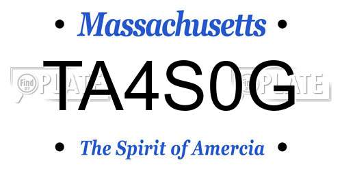 TA4S0G Massachusetts License Plate