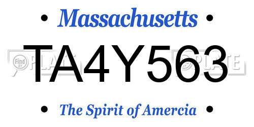 TA4Y563 Massachusetts License Plate