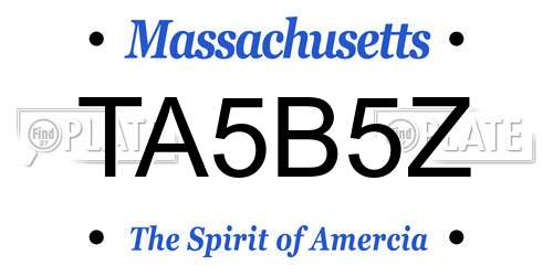 TA5B5Z Massachusetts License Plate
