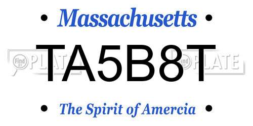TA5B8T Massachusetts License Plate