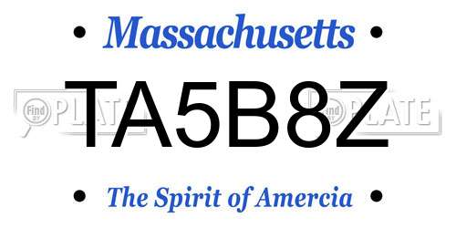 TA5B8Z Massachusetts License Plate