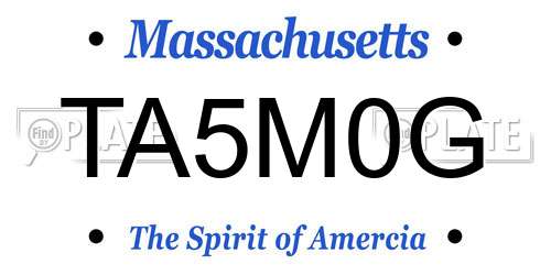 TA5M0G Massachusetts License Plate