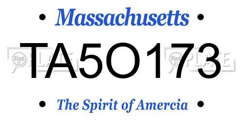 TA5O173 Massachusetts License Plate