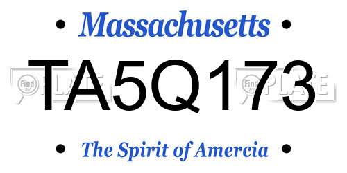 TA5Q173 Massachusetts License Plate