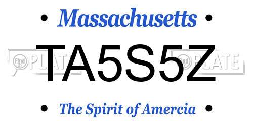 TA5S5Z Massachusetts License Plate