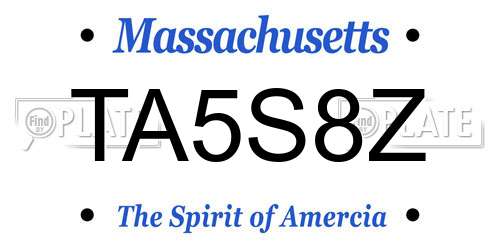 TA5S8Z Massachusetts License Plate
