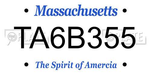 TA6B355 Massachusetts License Plate