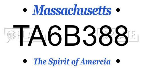 TA6B388 Massachusetts License Plate