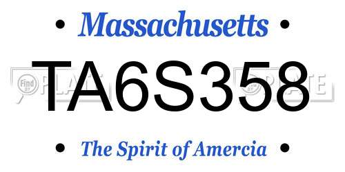 TA6S358 Massachusetts License Plate