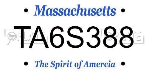TA6S388 Massachusetts License Plate
