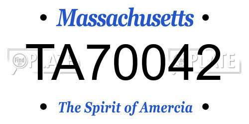 TA70042 Massachusetts License Plate