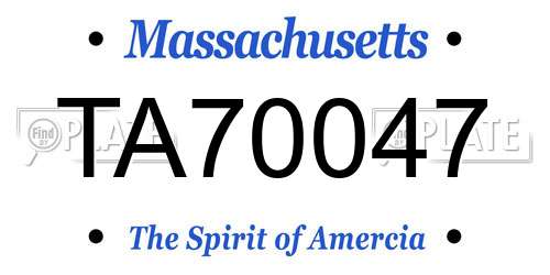 TA70047 Massachusetts License Plate