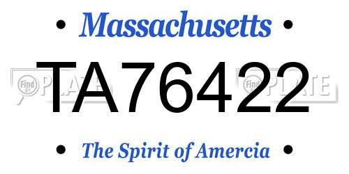 TA76422 Massachusetts License Plate