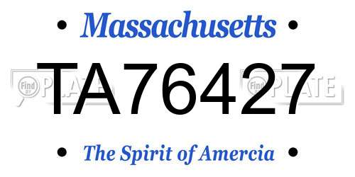 TA76427 Massachusetts License Plate