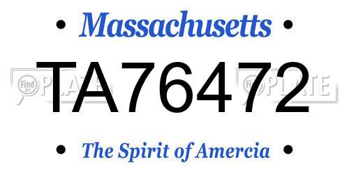 TA76472 Massachusetts License Plate