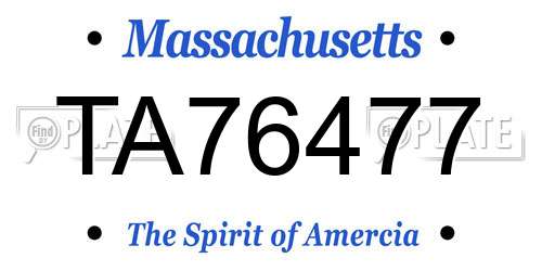 TA76477 Massachusetts License Plate