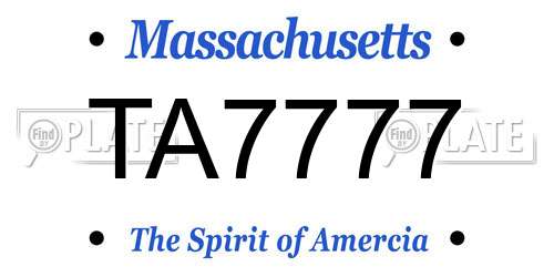 TA7777 Massachusetts License Plate