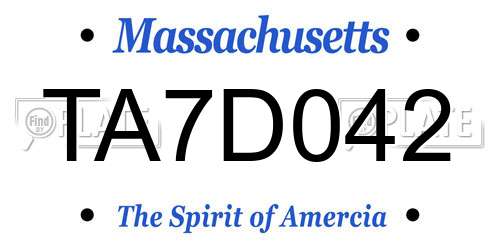 TA7D042 Massachusetts License Plate