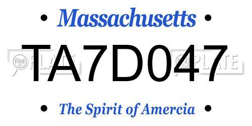 TA7D047 Massachusetts License Plate