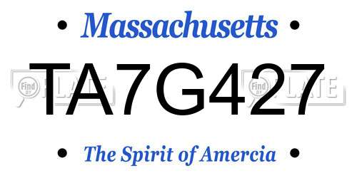 TA7G427 Massachusetts License Plate