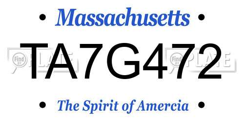 TA7G472 Massachusetts License Plate