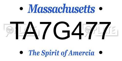 TA7G477 Massachusetts License Plate