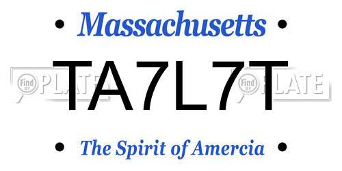 TA7L7T Massachusetts License Plate