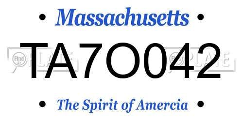 TA7O042 Massachusetts License Plate