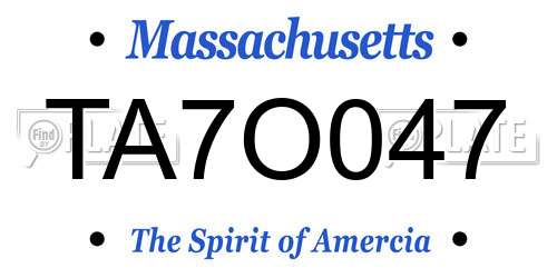 TA7O047 Massachusetts License Plate