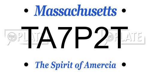 TA7P2T Massachusetts License Plate
