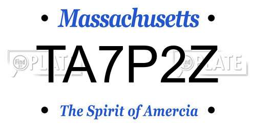 TA7P2Z Massachusetts License Plate