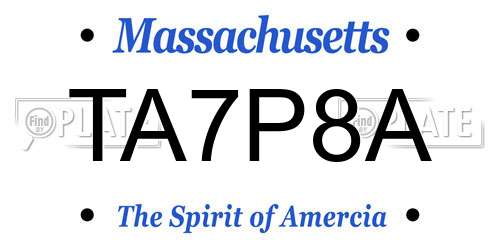 TA7P8A Massachusetts License Plate