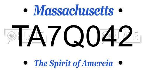TA7Q042 Massachusetts License Plate