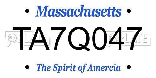 TA7Q047 Massachusetts License Plate