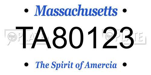 TA80123 Massachusetts License Plate