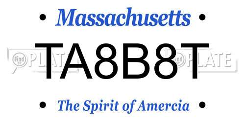 TA8B8T Massachusetts License Plate