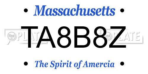 TA8B8Z Massachusetts License Plate