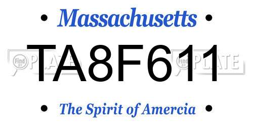 TA8F611 Massachusetts License Plate