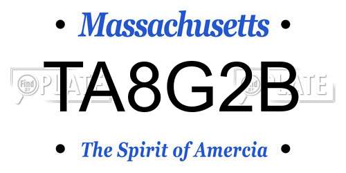 TA8G2B Massachusetts License Plate