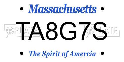 TA8G7S Massachusetts License Plate