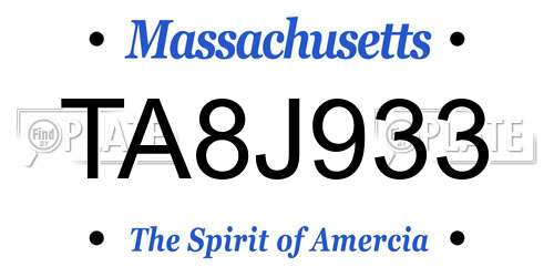 TA8J933 Massachusetts License Plate