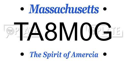 TA8M0G Massachusetts License Plate