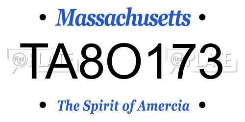 TA8O173 Massachusetts License Plate