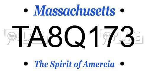 TA8Q173 Massachusetts License Plate