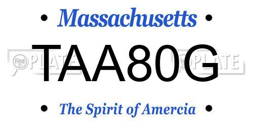 TAA80G Massachusetts License Plate