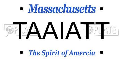 TAAIATT Massachusetts License Plate